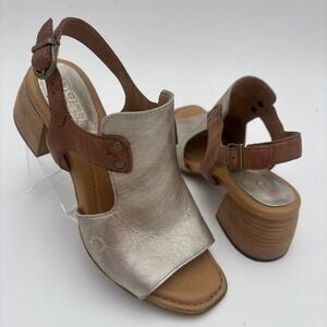 BORN Sylvie Sandals Womens 7M Light Gold Panna Cotta Metallic BR0045530